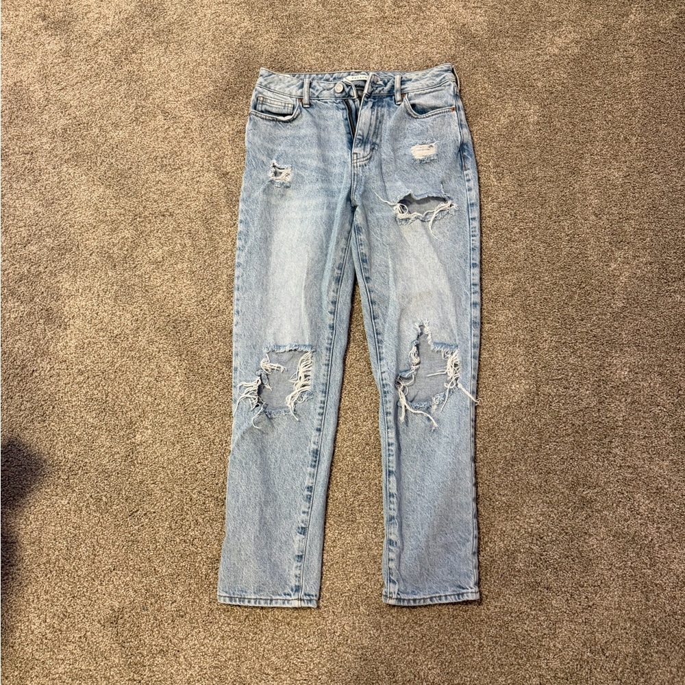 PacSun Light Blue Distressed Straight Leg Jeans